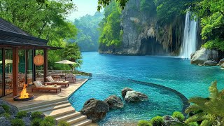 Tranquil Lakeside Retreat with Smooth Jazz Music 🌤️ Morning Outdoor for Study, Work, and Relaxation