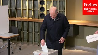 German Chancellor Olaf Scholz Casts His Ballot In German General Election