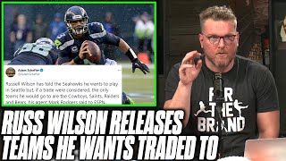 Pat McAfee Reacts To Russell Wilson's Preferred Landing Spots List