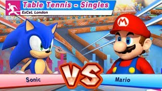 Mario \u0026 Sonic At The London 2012 Olympic Games Table Tenis #66 Sonic VS Mario (2 player)