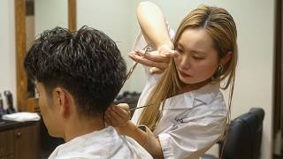 💈(ASMR) Japan's Finest Female Barber Creates Magic with Her Scissors: Haircut, Shave & Head Wash