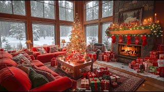 Christmas Jazz Music in Cozy Living Room 🎅🎄Warm Christmas 2025: Fireplace Sounds & Snowy for Relax