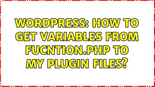 Wordpress: How to get variables from fucntion.php to my plugin files? (2 Solutions!!)