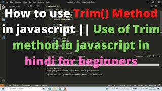 How to use Trim() Method in javascript || Use of Trim method in javascript in hindi for beginners