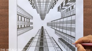 How to Draw - One Point Perspective : Skyscraper Buildings