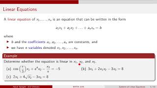 MATH 3191: Introduction to Linear Systems