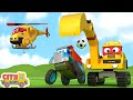 Road Repair by super roller truck - drill truck ,Wheel Loader and Dump Trucks for Kids.