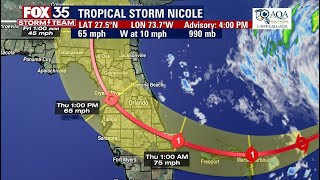 Tropical Storm Nicole forecast to strengthen to hurricane before Florida landfall