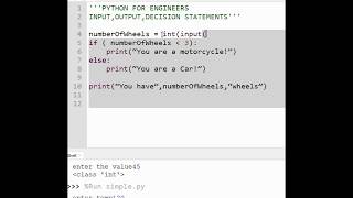 python for Engineers-3 input,output, if else