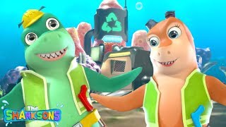 Wheels On The Bus SHARKSONS NEW! | Nursery Rhymes & Kids Songs! | ABCs and 123s