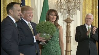 Trump Gets A Shamrock Bowl From Irish Prime Minister - Full Event
