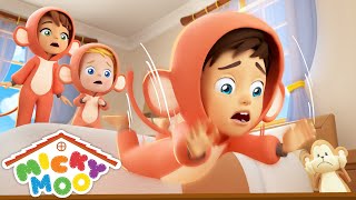 5 Little Monkeys Jumping on the Bed | Monkey Boo Boo Song | Micky Moo Nursery Rhymes & Kids Songs