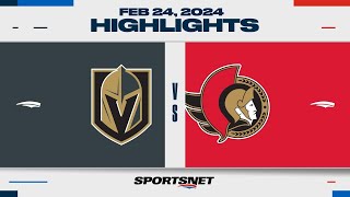 NHL Highlights | Golden Knights vs. Senators - February 24, 2024
