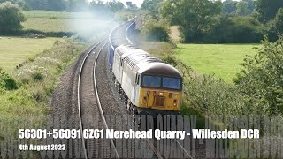 56301+56091 6Z61 Merehead Quarry - Willesden DCR Siding  04.08.23 - 4K