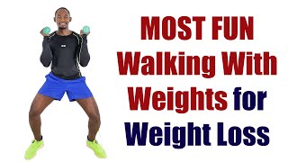 40 Minute MOST FUN Walking With Weights Workout for Weight Loss