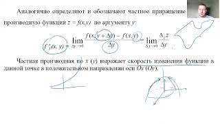 Функции нескольких переменных. Теория. Частные производные