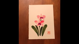 誰でも描けるハガキ絵💕【カトレア】花・水彩画・初心者[Cattleya] Flowers, Watercolor, Beginner