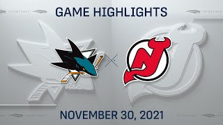 NHL Highlights | Sharks vs. Devils - Nov. 30, 2021