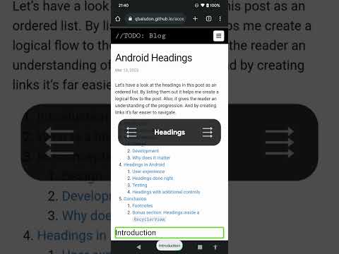 Encabezados de TalkBack de Android