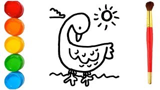 how to draw bird drawing and coloring pages for kids