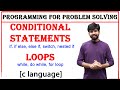 conditional statements and loops in c, if, if else, else if, switch, nested if, while, do while, for