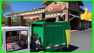 Driving Toy Waste Truck To Dunkin Donuts After Following Recycle Truck | Video For Children