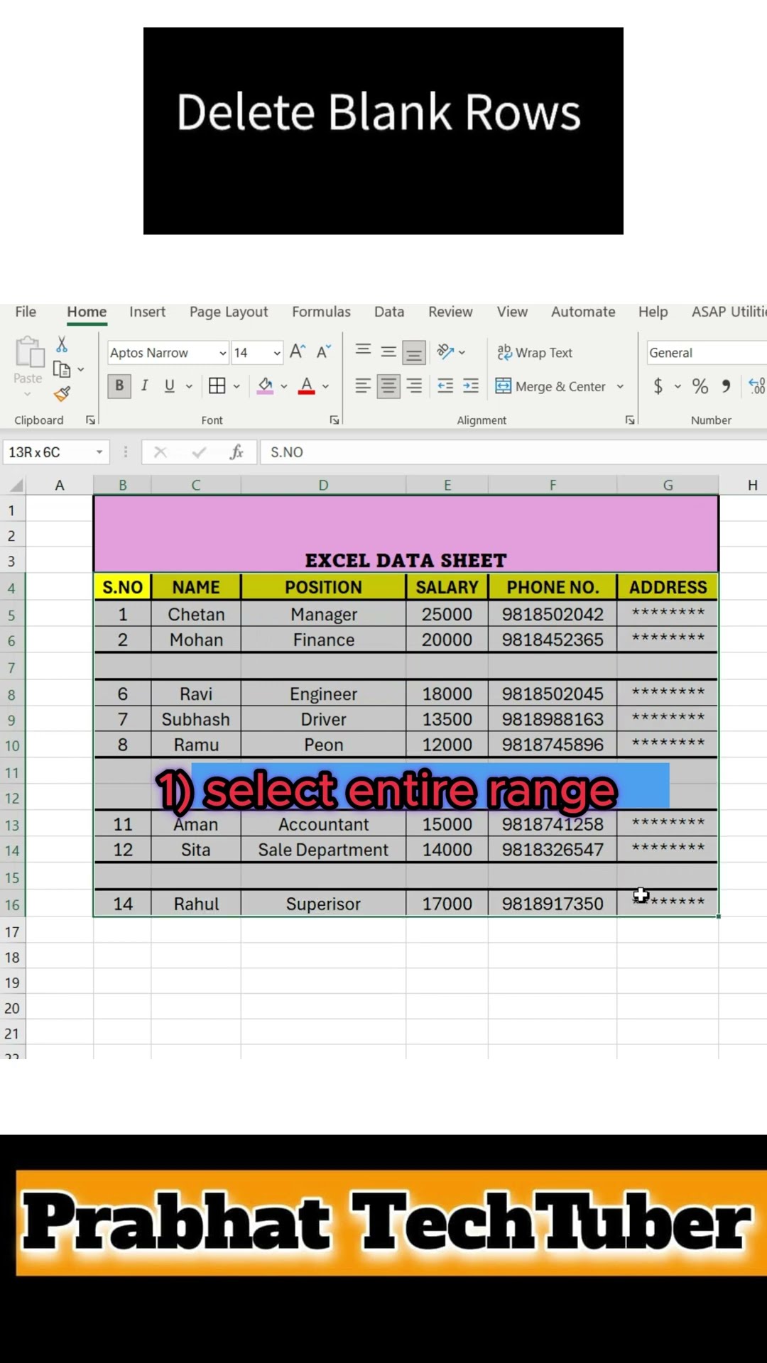 How to Delete Blank Rows in excel Delete empty rows with excel shortcuts #shorts