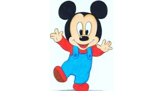 HOW TO DRAW MICKEY😍 MOUSE EASY STEP BY STEP How to draw Little Mickey Mouse and color it - Easy