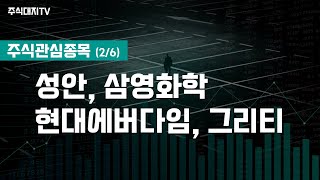 주식관심종목] 성안, 삼영화학, 현대에버다임, 그리티