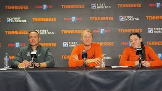 Carson-Newman Coach Mike Mincey, Lindsey Taylor, Jennifer Sullivan post-game vs. Tennessee