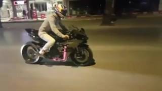 Kawasaki ninja h2r Crash and launches + Crazy burnout with exhaust fire