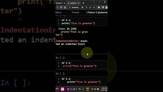 syntax: indent in python tamil #python #shorts