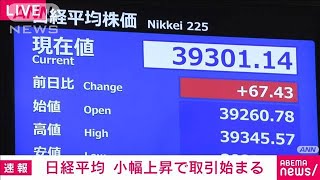 日経平均株価　小幅上昇で取引始まる(2024年2月27日)