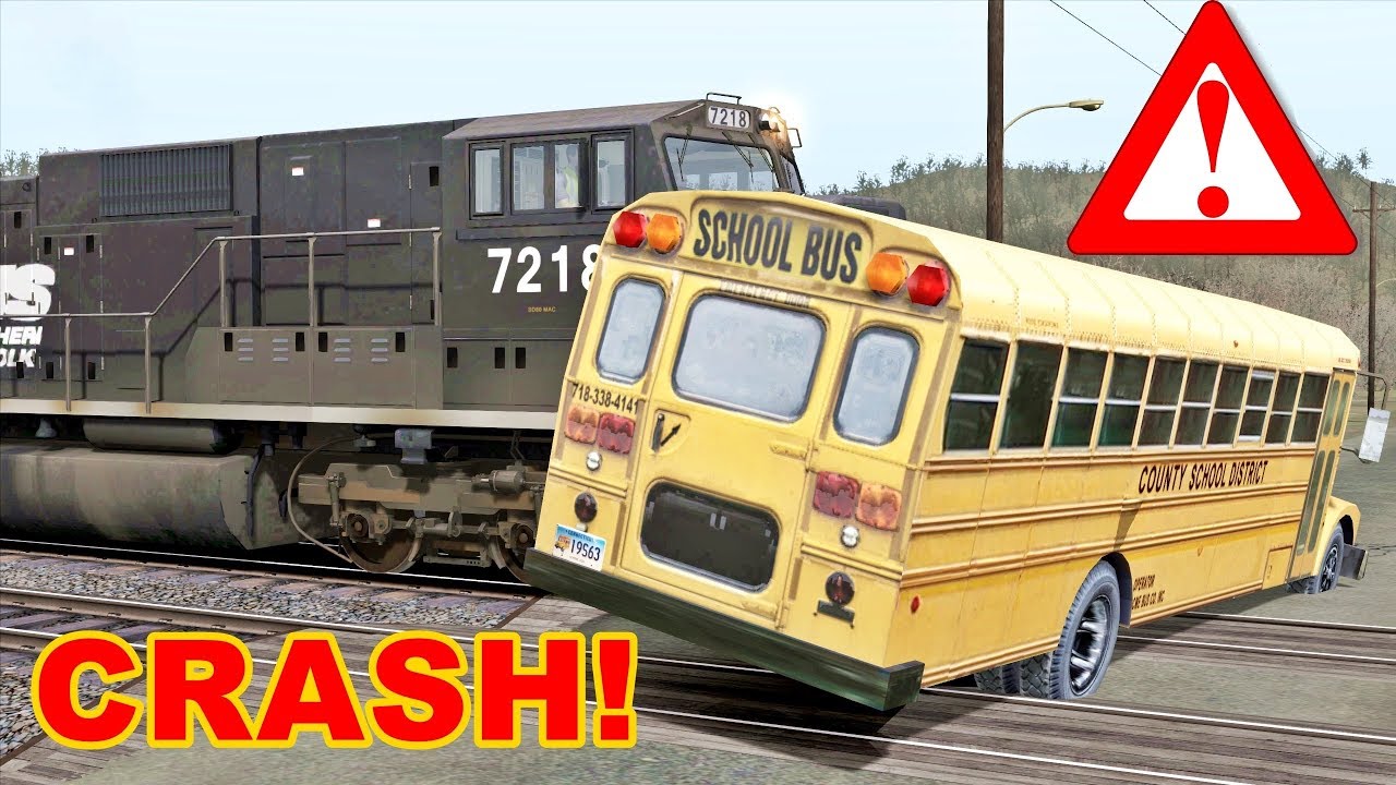 Train Hitting Empty School Bus
