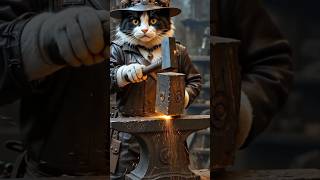 AI Cat's Workshop Wonders: The Blacksmith Kitty Crafting Magic | #AICat #Shorts\