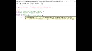 Python Program - Shutdown and Restart Computer