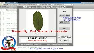 Medicinal Leaf Recognition Using Deep Learning CNN Matlab Project With Source Code Medicinal Plant