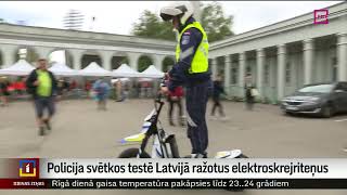 Policija svētkos testē Latvijā ražotus elektroskrejriteņus