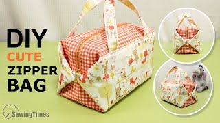 DIY Cute Zipper Bag | Lunch Tote Bag Easy Tutorial [sewingtimes]