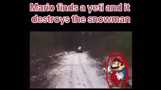 Mario finds a yeti and it destroys the snowman