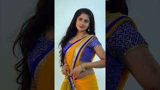 Gehna Sippy photoshoot with beautiful yellow & Blue saree || Media9tollywood || Mysouthdiva