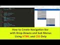 Creating Dropdown menu with sub menu using HTML CSS in hindi