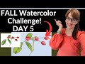 Fall Challenge Day 5 Wild Rose Hips ( Botanical Watercolor Painting For Beginners!)