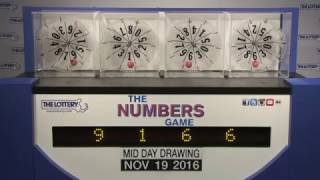 Midday Numbers Game Drawing: Saturday, November 19, 2016