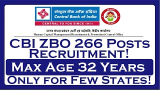 Central Bank of India 266 Posts ZBO Recruitment!