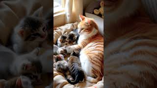 Mother Cat and Her Kittens: Heartwarming Moments You Can’t Miss ❤️🐾 #babycat #cuteanimals #nature