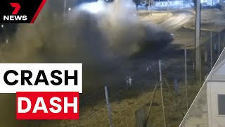 Shocking moment Holden rolls in high-speed crash at Outer Harbor | 7 News Australia