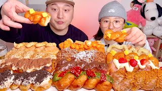 With my boyfriend, twisted breadstick 🍩🥖 various twisted doughnuts Eating Show. Dessert Mukbang