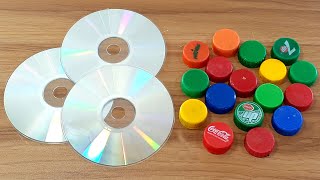 AMAZING CRAFTING OUT OF OLD CD DISC & PLASTIC BOTTLE CAPS | AWESOME DECORATION IDEA 2020