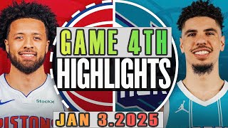 Detroit Pistons Vs Charlotte Hornets Game 4th Highlights Jan 3,2025 NBA Season 2024-25